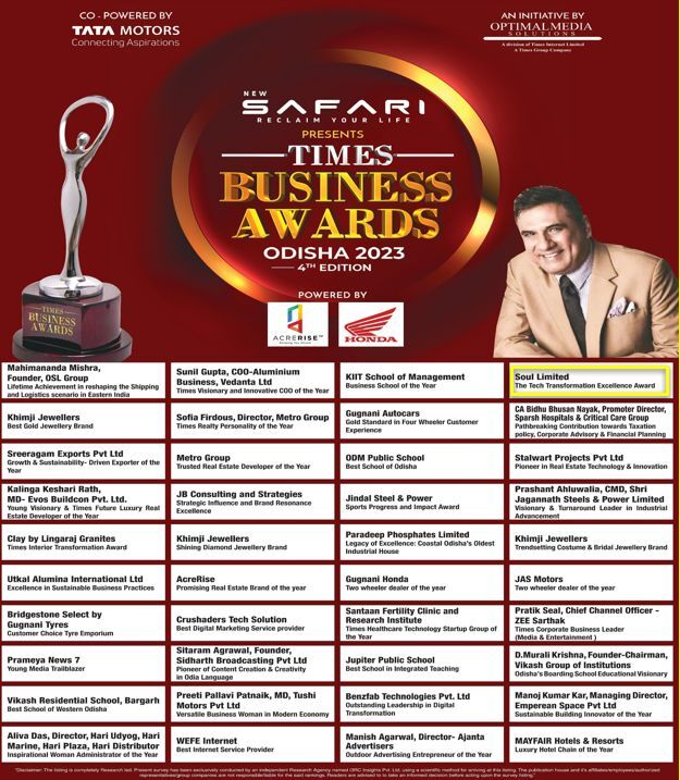 The Tech Transformation Excellence Award to SOUL Limited